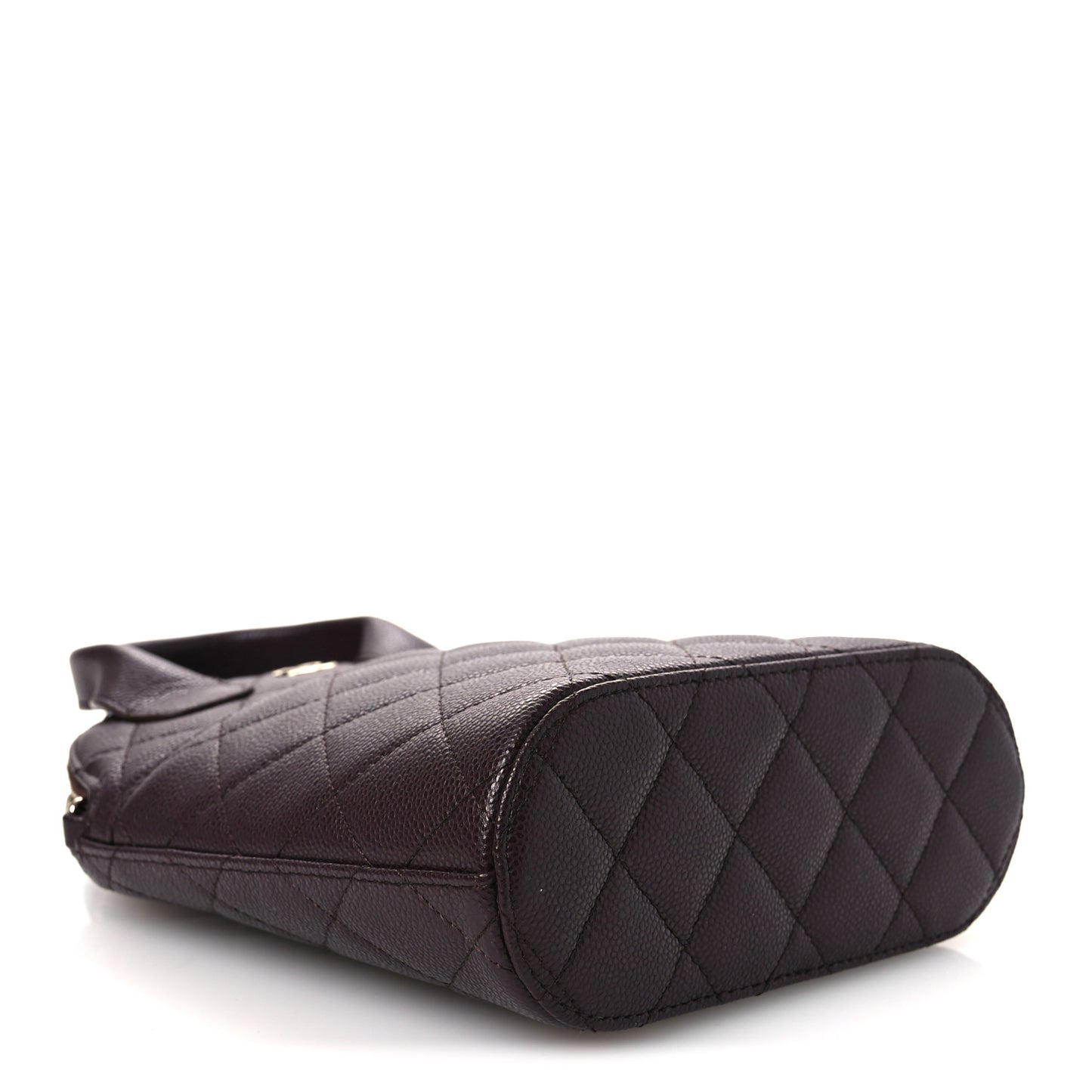 Caviar Quilted Top Handle Clutch With Chain Dark Brown
