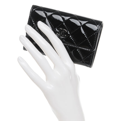 Chanel Patent Quilted Flap Card Holder Black 2 of 8