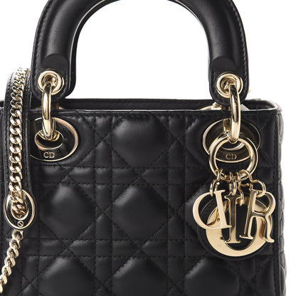 Christian Dior Lambskin Cannage Mini Lady Dior Black 9 of 9