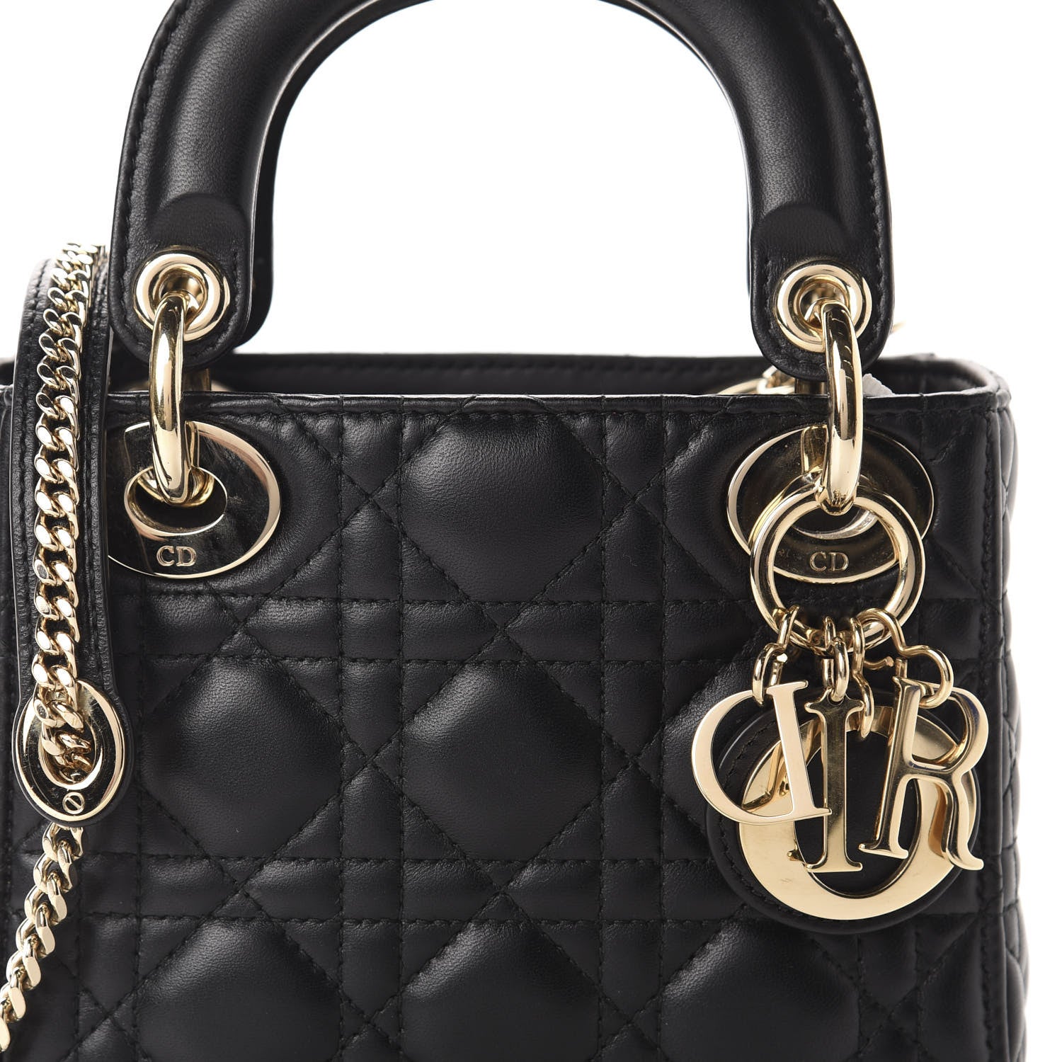 Christian Dior Lambskin Cannage Mini Lady Dior Black 9 of 9