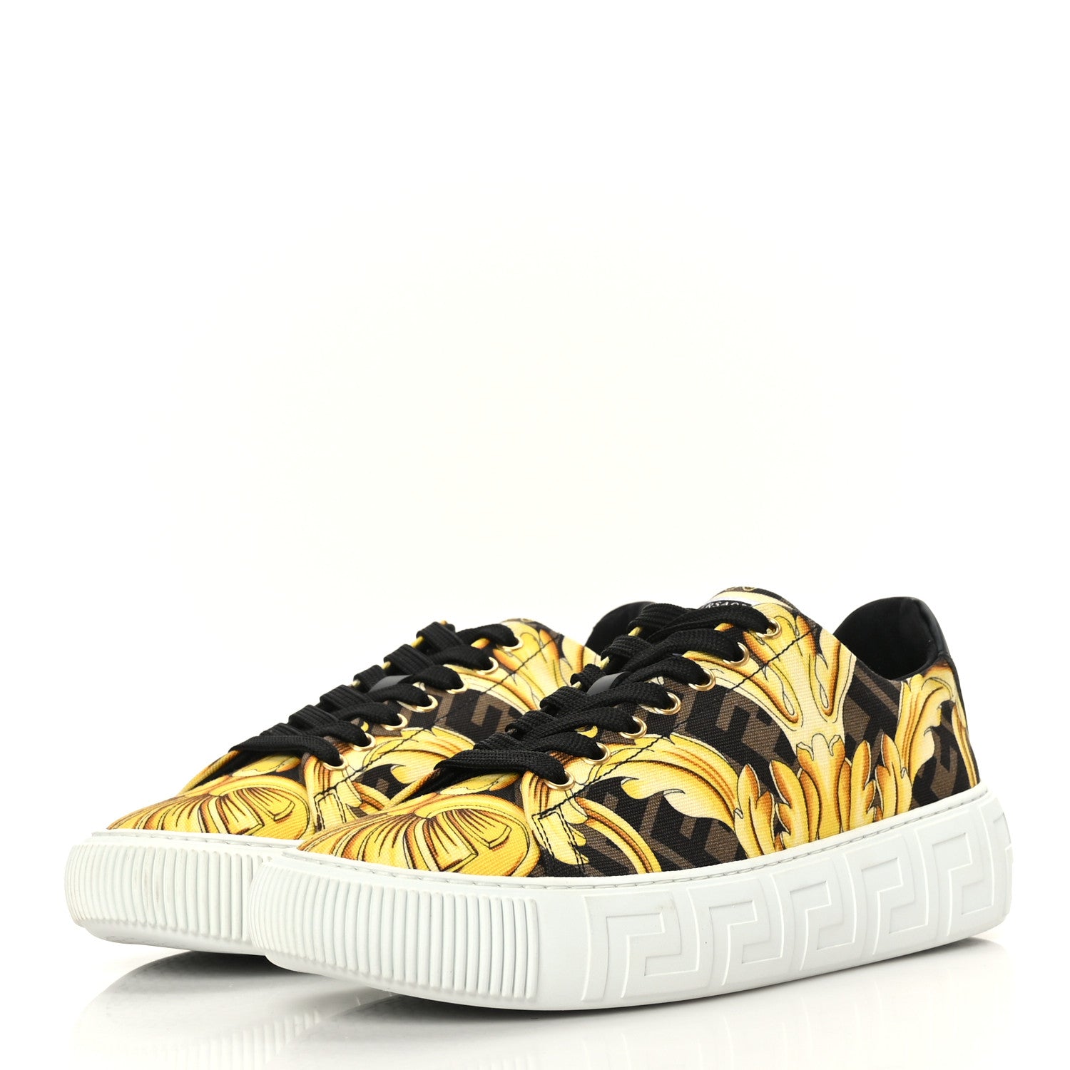Versace X FENDI Fabric FF Baroque Womens Fendace Greca Sneakers 40 Gold Multicolor 3 of 7