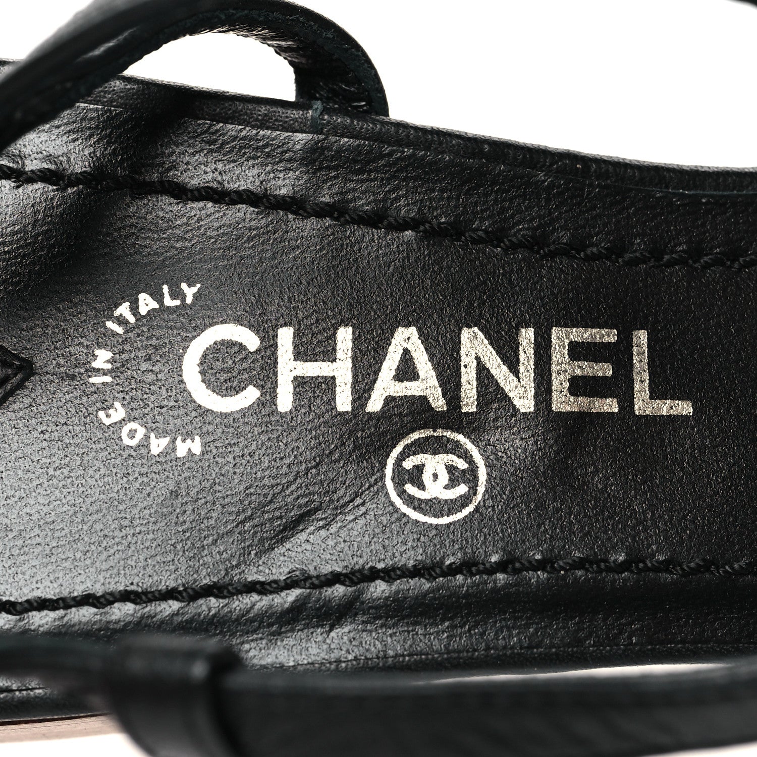Chanel Calfskin CC Thong Sandals 36 Black 7 of 8