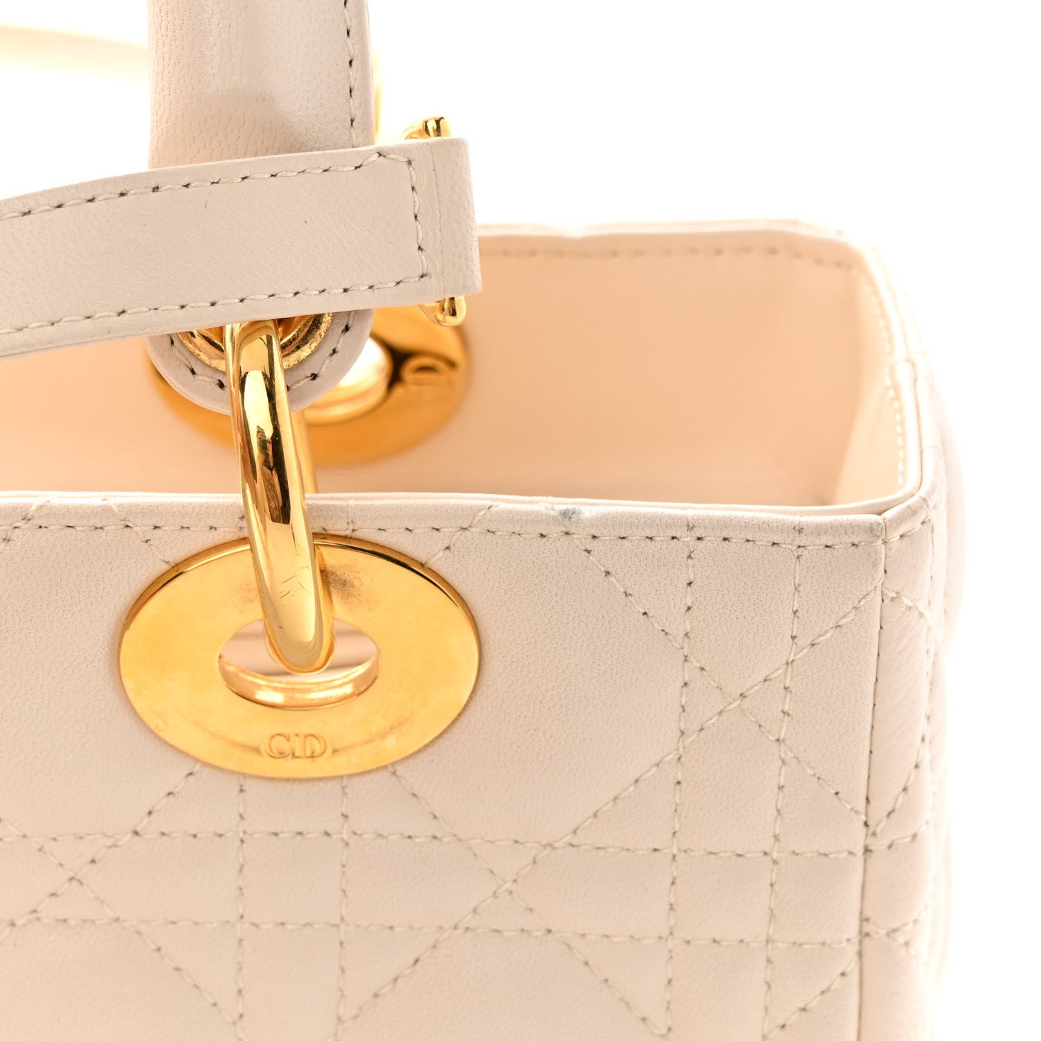 Christian Dior Lambskin Cannage Medium Lady Dior Light Beige 16 of 18
