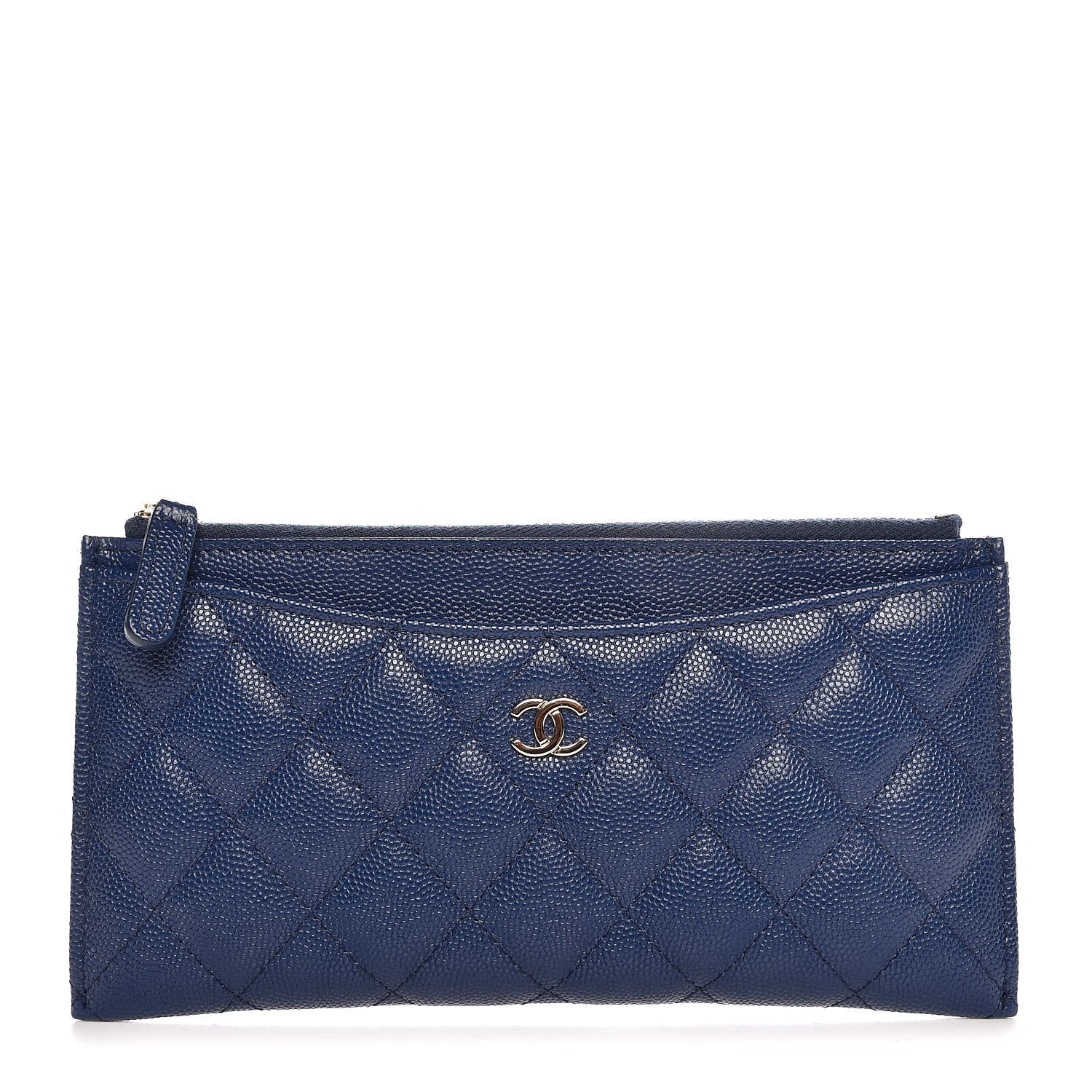 Chanel Iridescent Caviar Quilted Classic Zip Pouch Navy 1 of 8