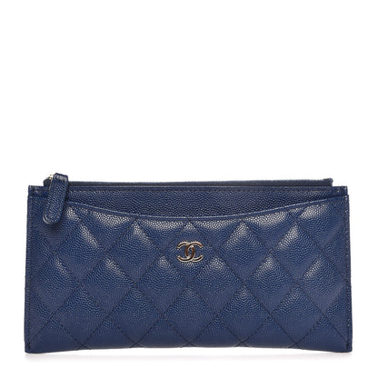 Chanel Iridescent Caviar Quilted Classic Zip Pouch Navy 1 of 8