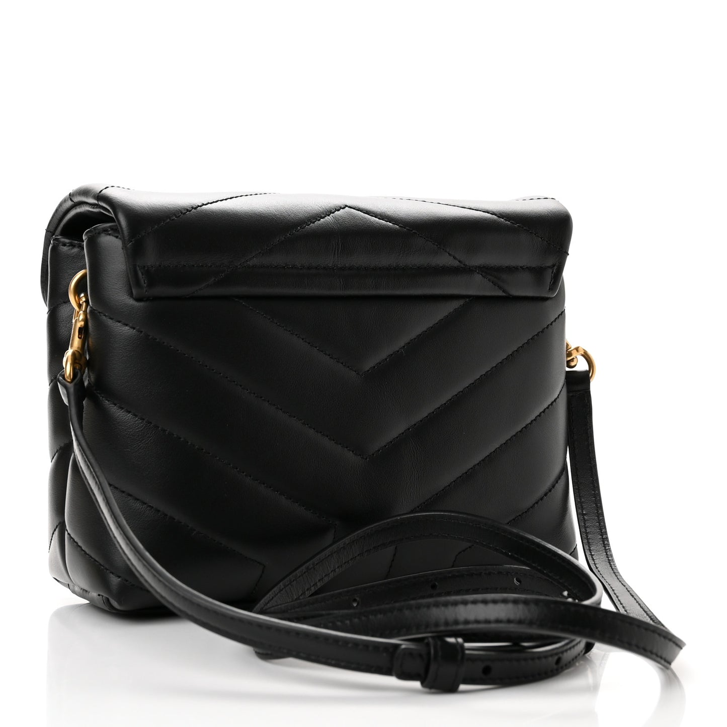 Calfskin Y Quilted Monogram Toy Loulou Crossbody Bag Black