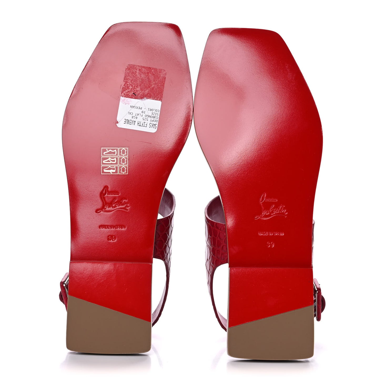 Calfskin Alligator Embossed Cubongo Flat Sandals 39.5 Persan