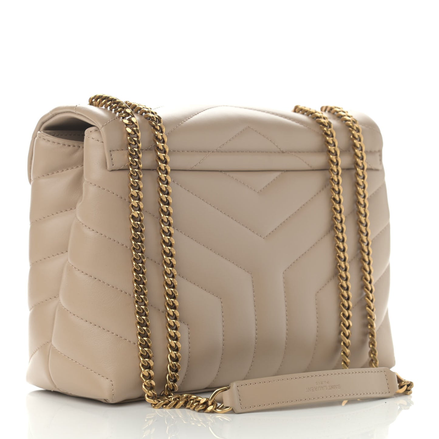 Calfskin Y Quilted Monogram Small Loulou Chain Satchel Dark Beige