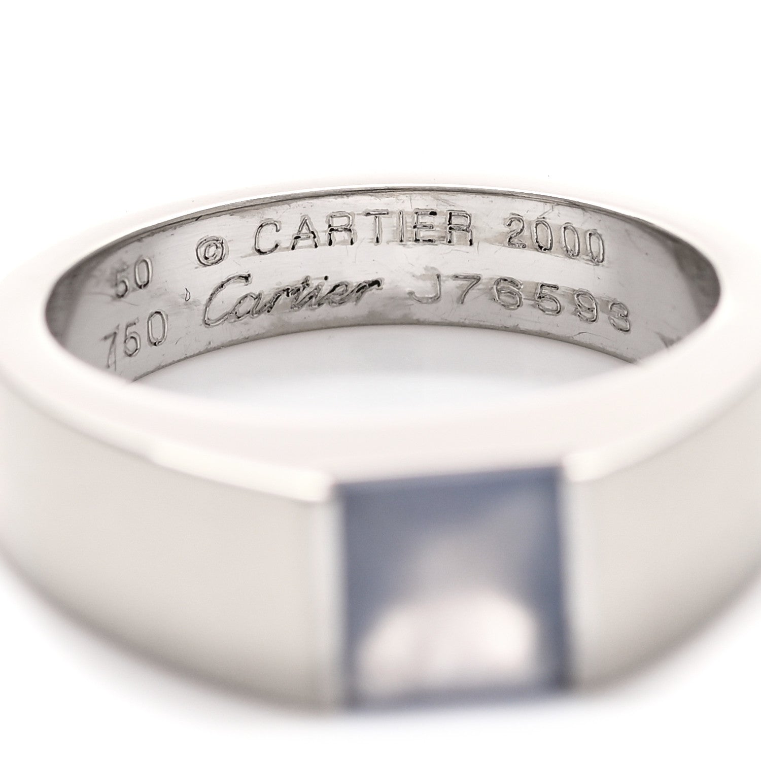 Cartier 18K White Gold Chalcedony Tank Ring 50 5.25 4 of 4