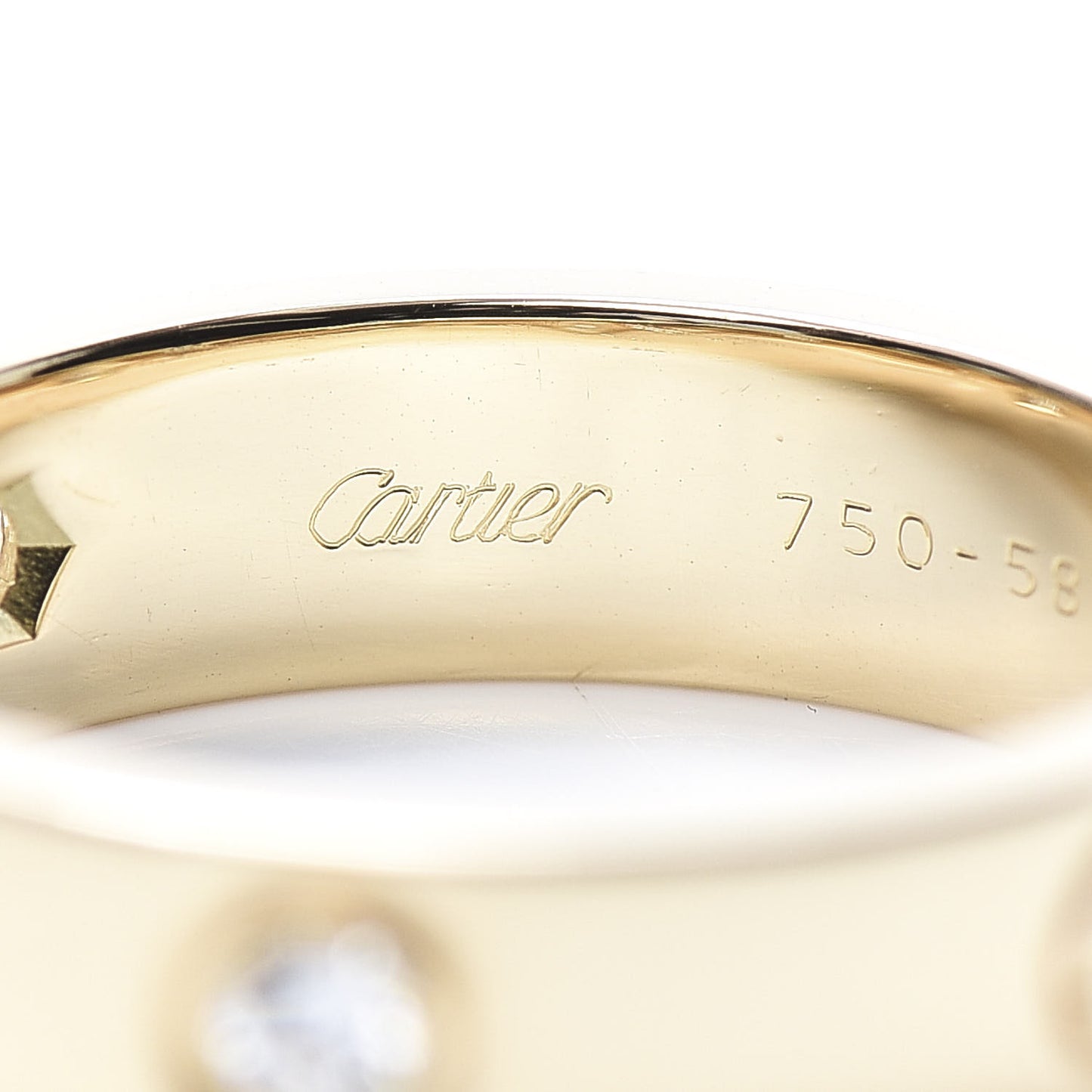 18K Yellow Gold 3 Diamond 5.5mm LOVE Ring 58 8.5