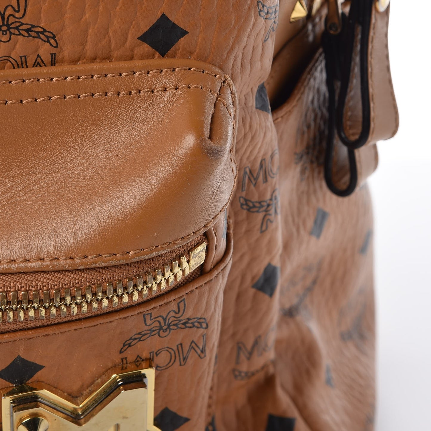 Visetos Studded Small Stark M Logo Collection Backpack Cognac