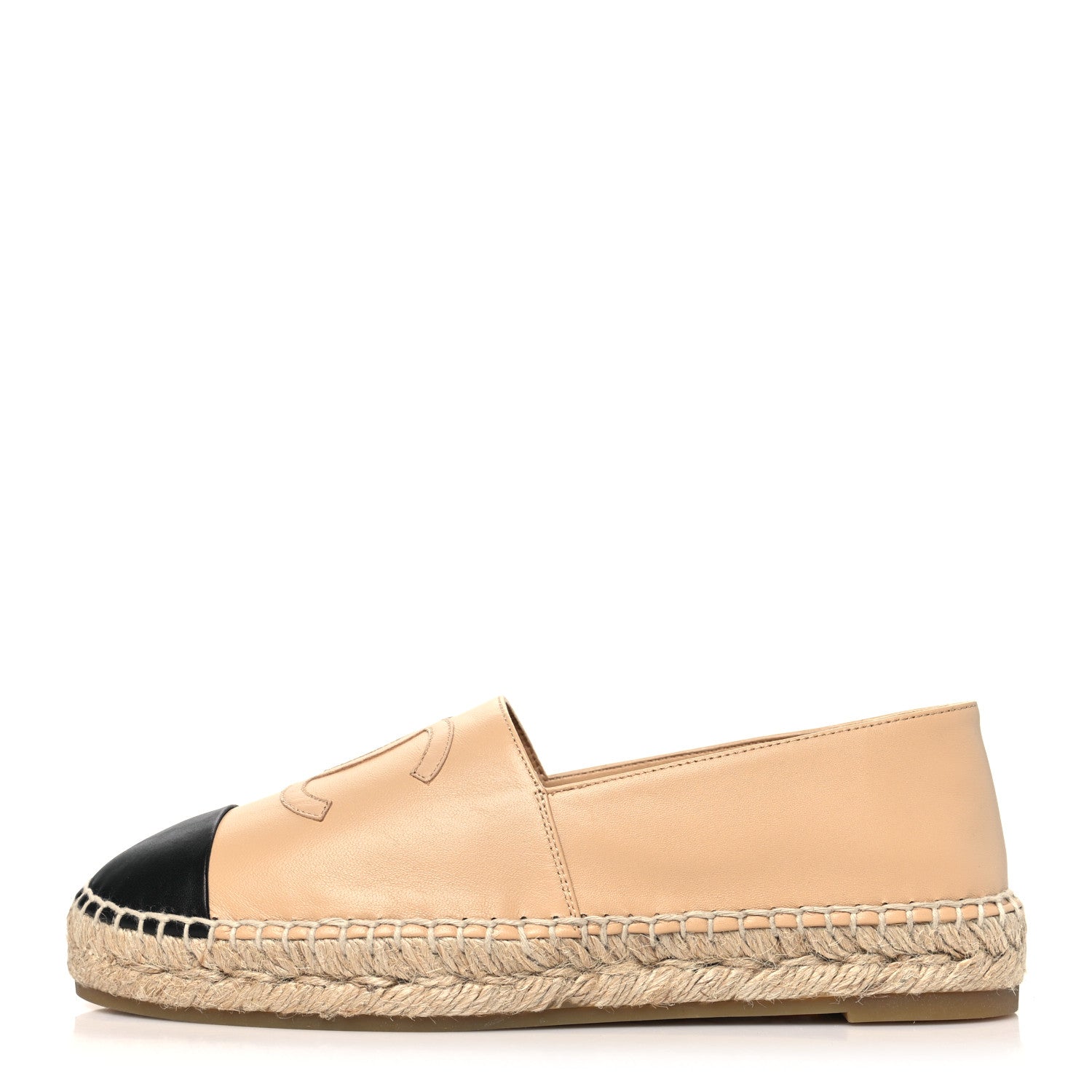 Chanel Lambskin CC Espadrilles 39 Beige Black 1 of 10