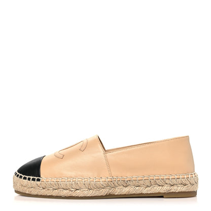 Chanel Lambskin CC Espadrilles 39 Beige Black 1 of 10