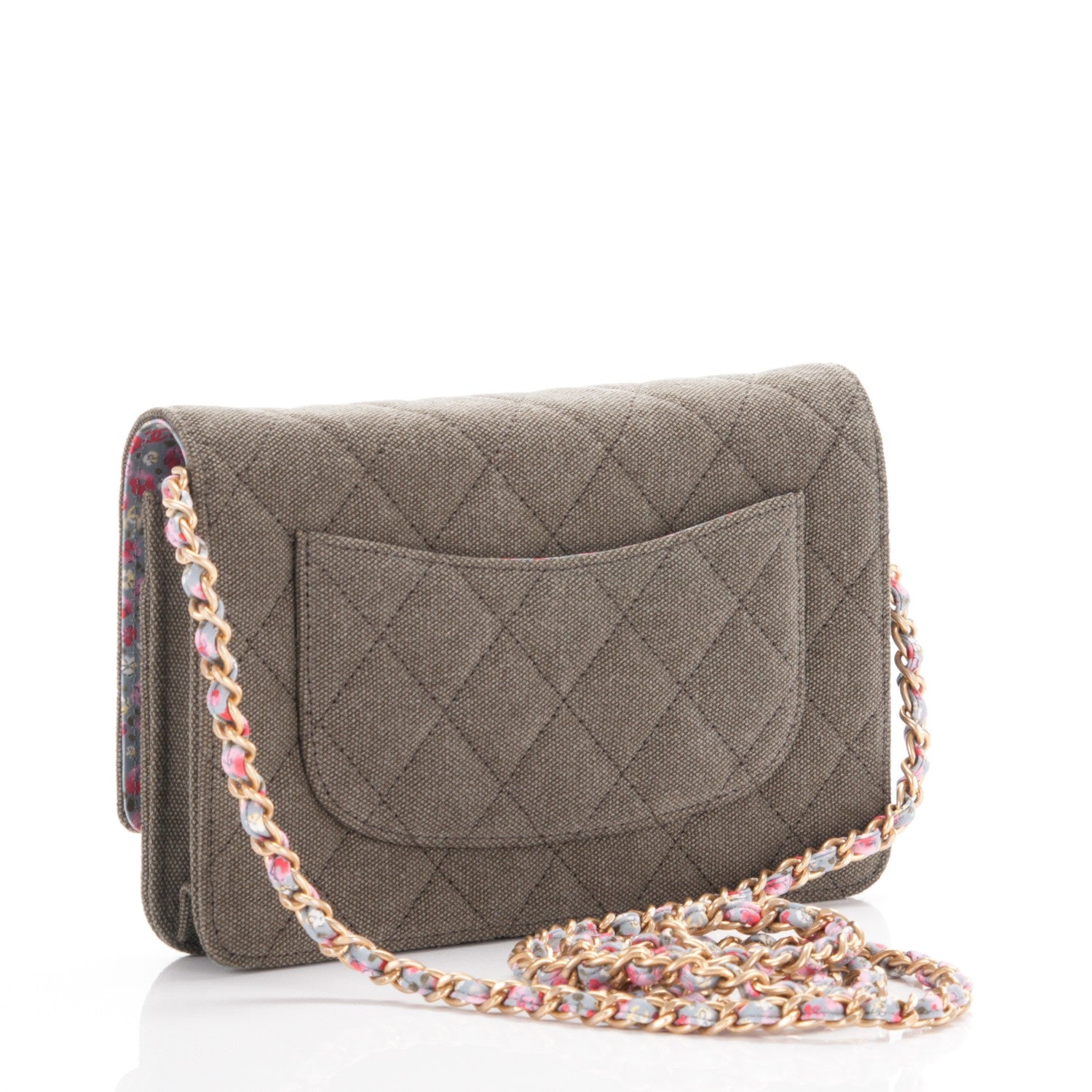 Chanel Canvas Quilted Coco Cuba Charms Wallet On Chain WOC Khaki 3 of 7