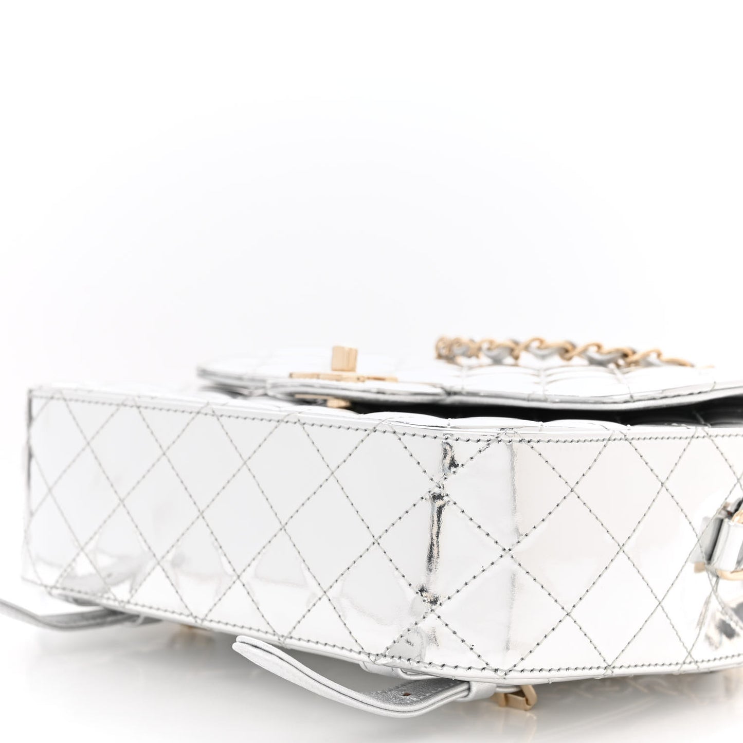 Mirror Calfskin Metallic Calfskin Quilted Hollywood Boulevard Backpack With Coin Purse Silver