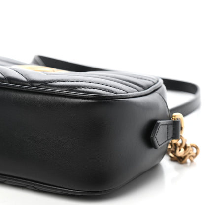 Gucci Calfskin Matelasse Small GG Marmont Chain Shoulder Bag Black 9 of 10