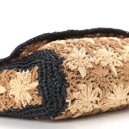 Gucci Raffia Azalea Calfskin Crochet Flower Small GG Marmont Shoulder Bag Natural Ecru Black 9 of 10