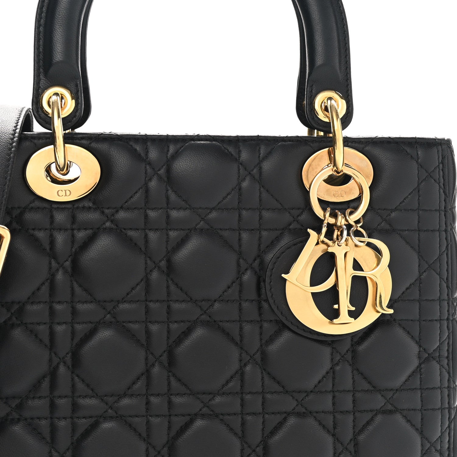 Christian Dior Lambskin Cannage Medium Lady Dior Black 8 of 10
