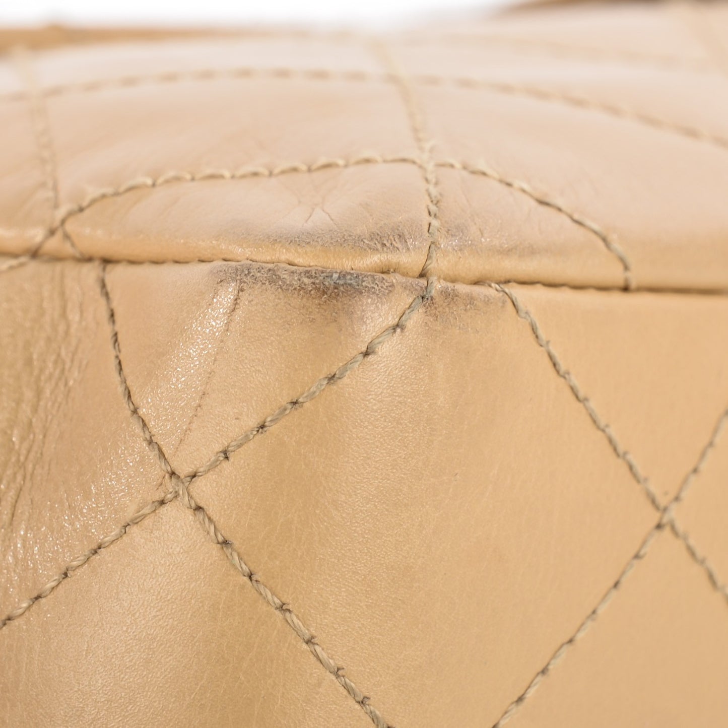 Lambskin Quilted Jumbo Single Flap Beige