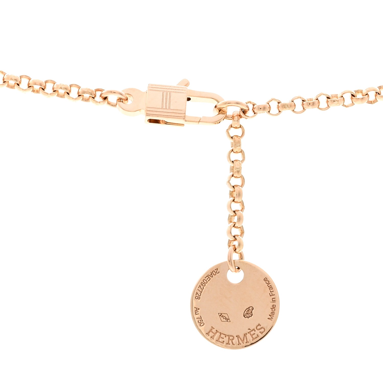 Hermes 18K Rose Gold Diamond PM Kelly Clochette Necklace 4 of 5