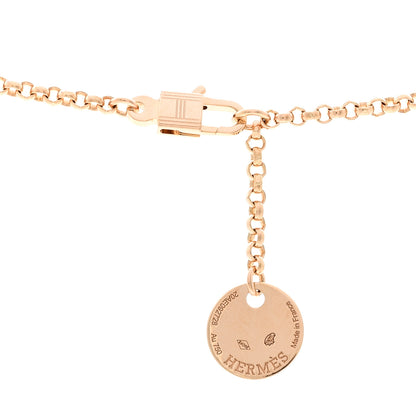 Hermes 18K Rose Gold Diamond PM Kelly Clochette Necklace 4 of 5