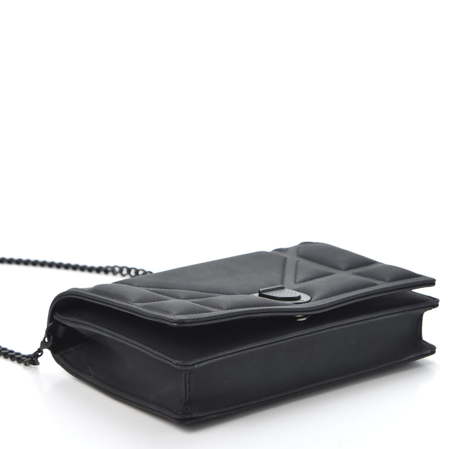 Ultra Matte Calfskin Diorama Wallet on Chain Pouch Black