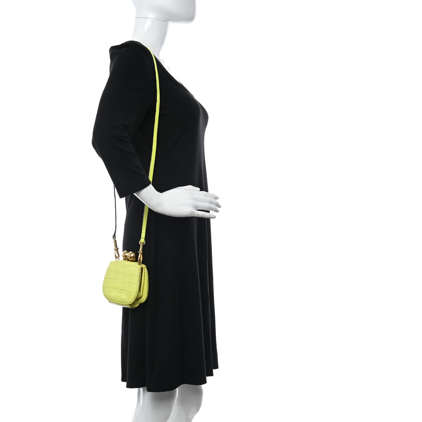 Alligator Mini Frame Bag Neon Yellow