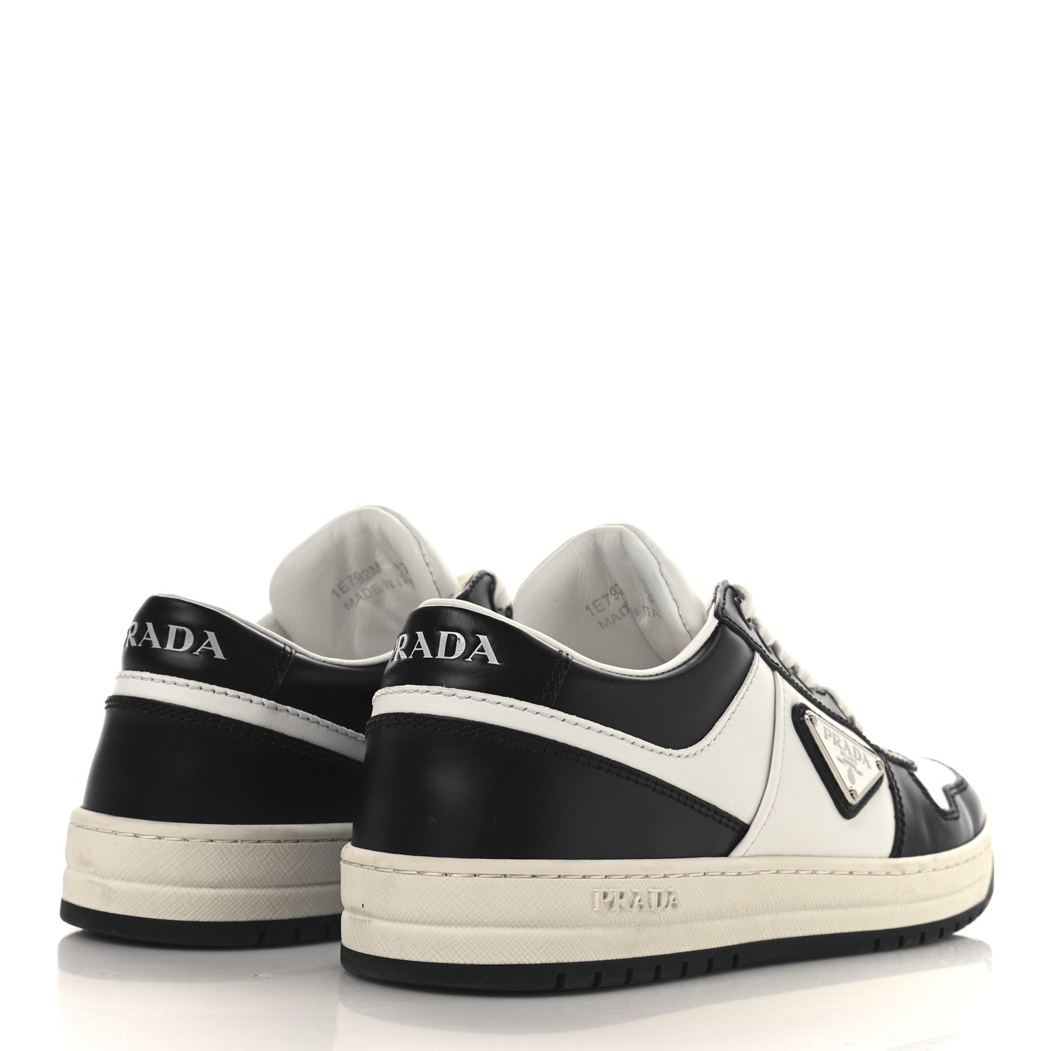 Prada Vitello Sport Spazzolato Rois Triangle Logo Womens Downtown Low Top 30mm Sneakers 37 White Black 5 of 10