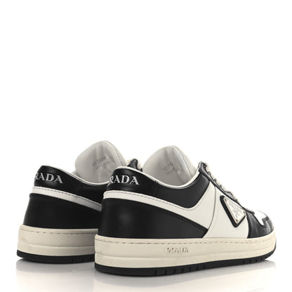 Prada Vitello Sport Spazzolato Rois Triangle Logo Womens Downtown Low Top 30mm Sneakers 37 White Black 5 of 10