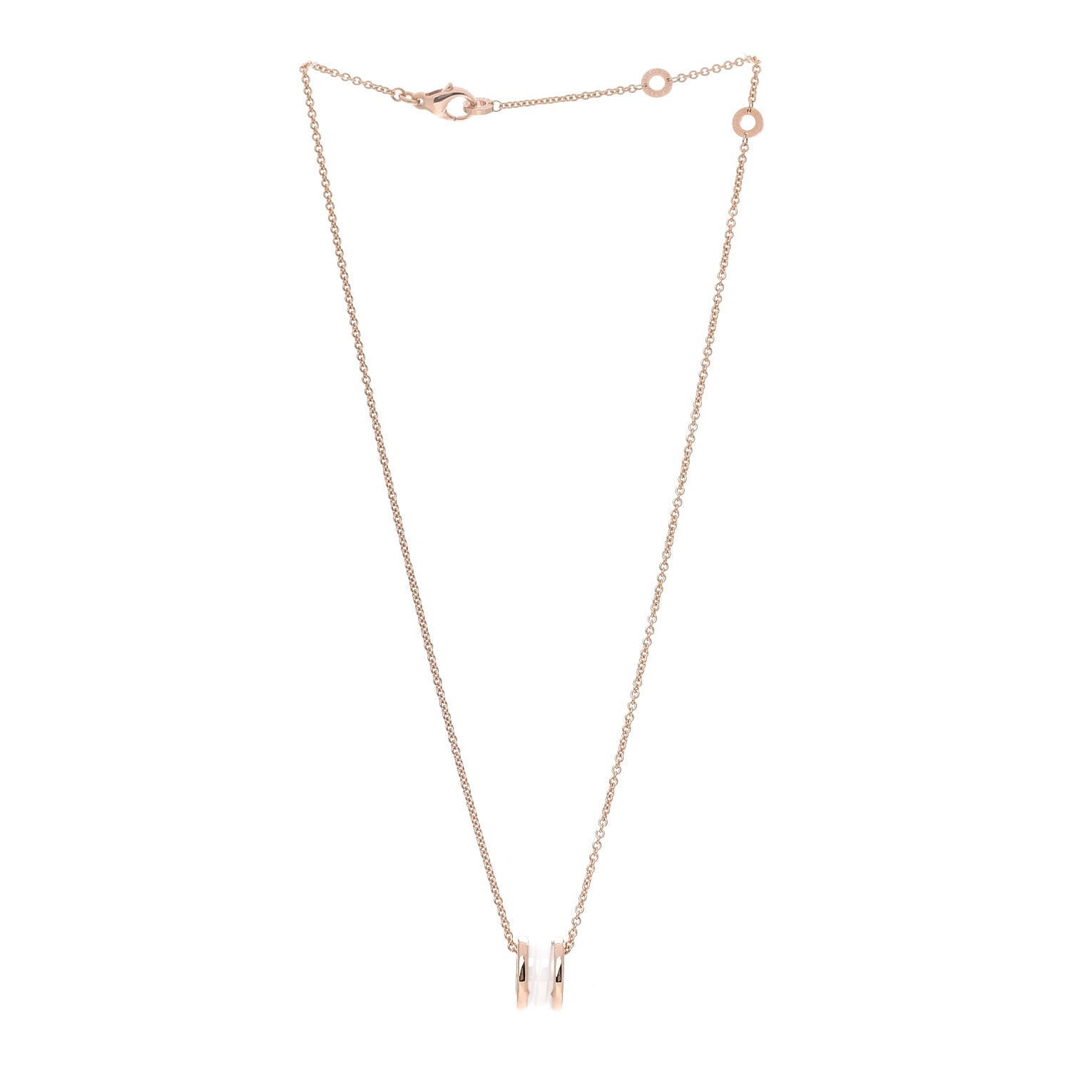 Bulgari 18K Rose Gold White Ceramic B.Zero1 Pendant Necklace 3 of 7