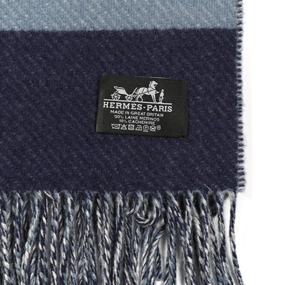 Hermes Cashmere Wool Brides De Gala Plaid Blanket Glacier 3 of 3