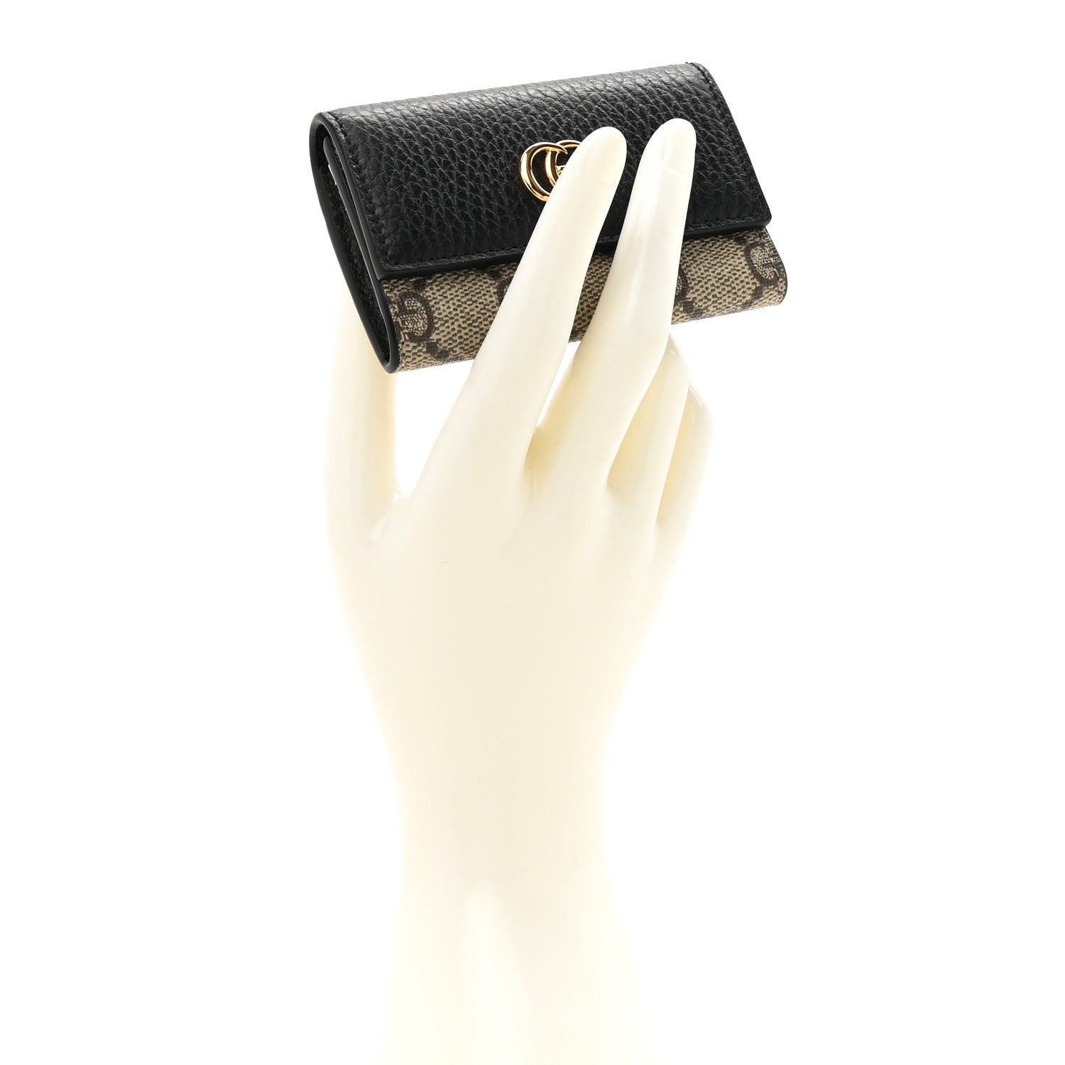 Gucci Dollar Calfskin GG Supreme Monogram GG Marmont 6 Key Holder Case Black Beige Ebony 2 of 8