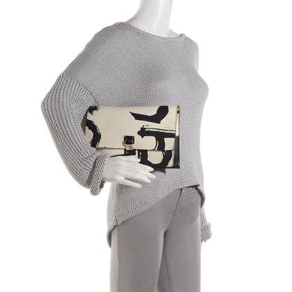 Proenza Schouler Lambskin Small Printed Lunch Bag Clutch Black White 2 of 10