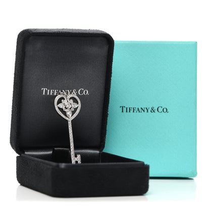 Tiffany Platinum Diamond Ornate Heart Key Pendant 4 of 4