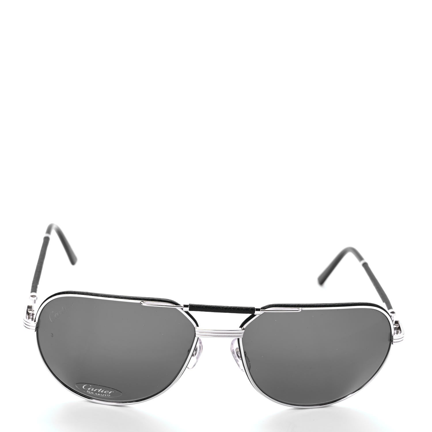 Cartier Metal Aviator CT0053S Sunglasses Silver Black Grey 2 of 7