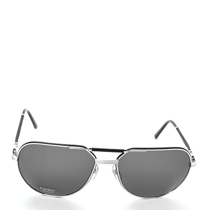 Cartier Metal Aviator CT0053S Sunglasses Silver Black Grey 2 of 7