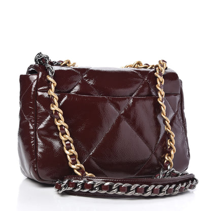 Chanel Shiny Crumpled Calfskin Quilted Medium Chanel 19 Flap Burgundy 3 of 12