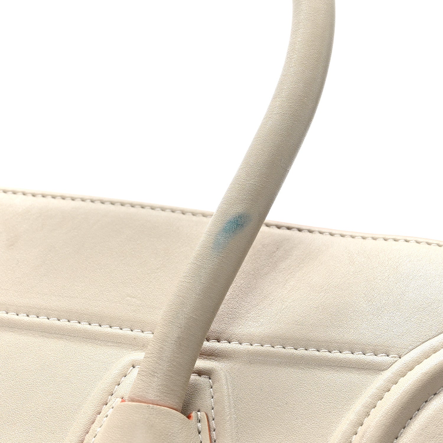 Celine Smooth Calfskin Medium Phantom Luggage Chalk Orange Trim 14 of 17