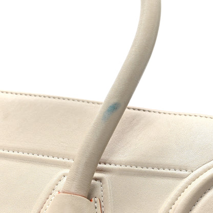 Celine Smooth Calfskin Medium Phantom Luggage Chalk Orange Trim 14 of 17