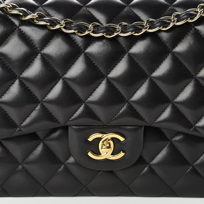 Chanel Lambskin Quilted Jumbo Double Flap Black 8 of 22