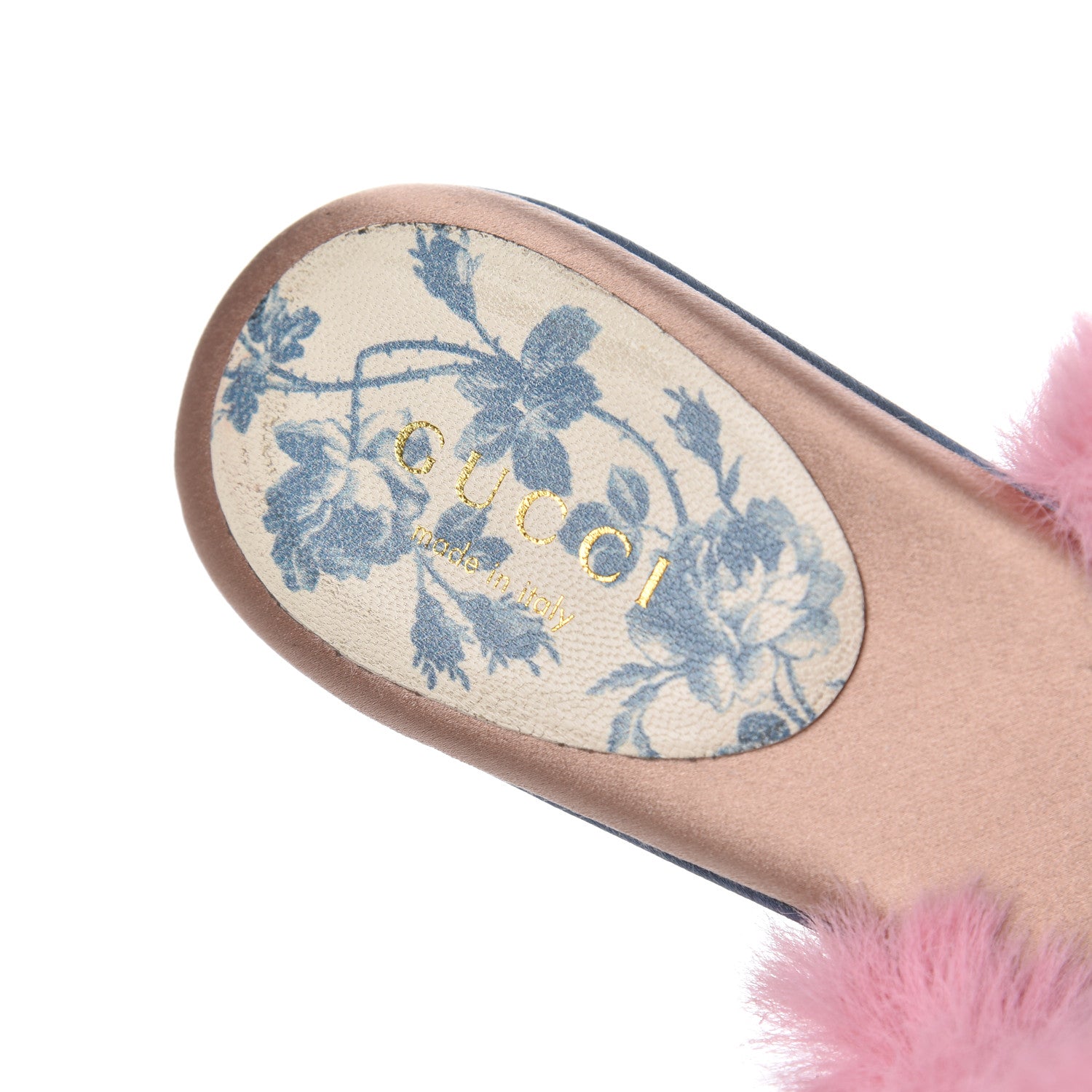 Gucci Faux Fur Silk Satin Crystal Candy Mules 38 Rosa Carta Zucchero 6 of 14