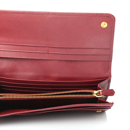Prada Saffiano Metal Continental Flap Wallet Fuoco 5 of 8