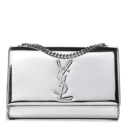 Saint Laurent Patent Small Monogram Kate Satchel Silver 1 of 9