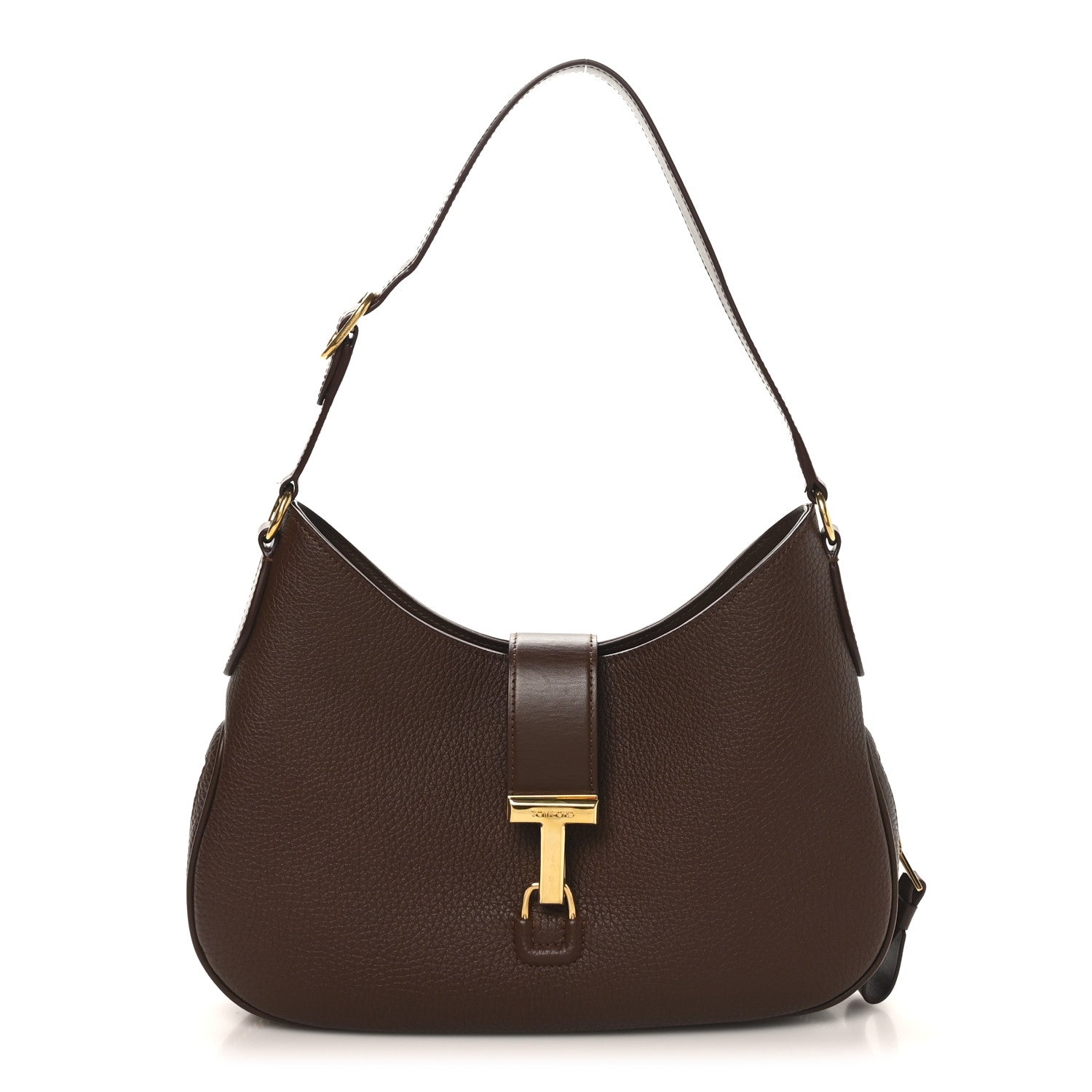 Tom Ford Pebbled Calfskin Monarch Hobo Bag Saddle Brown 1 of 9