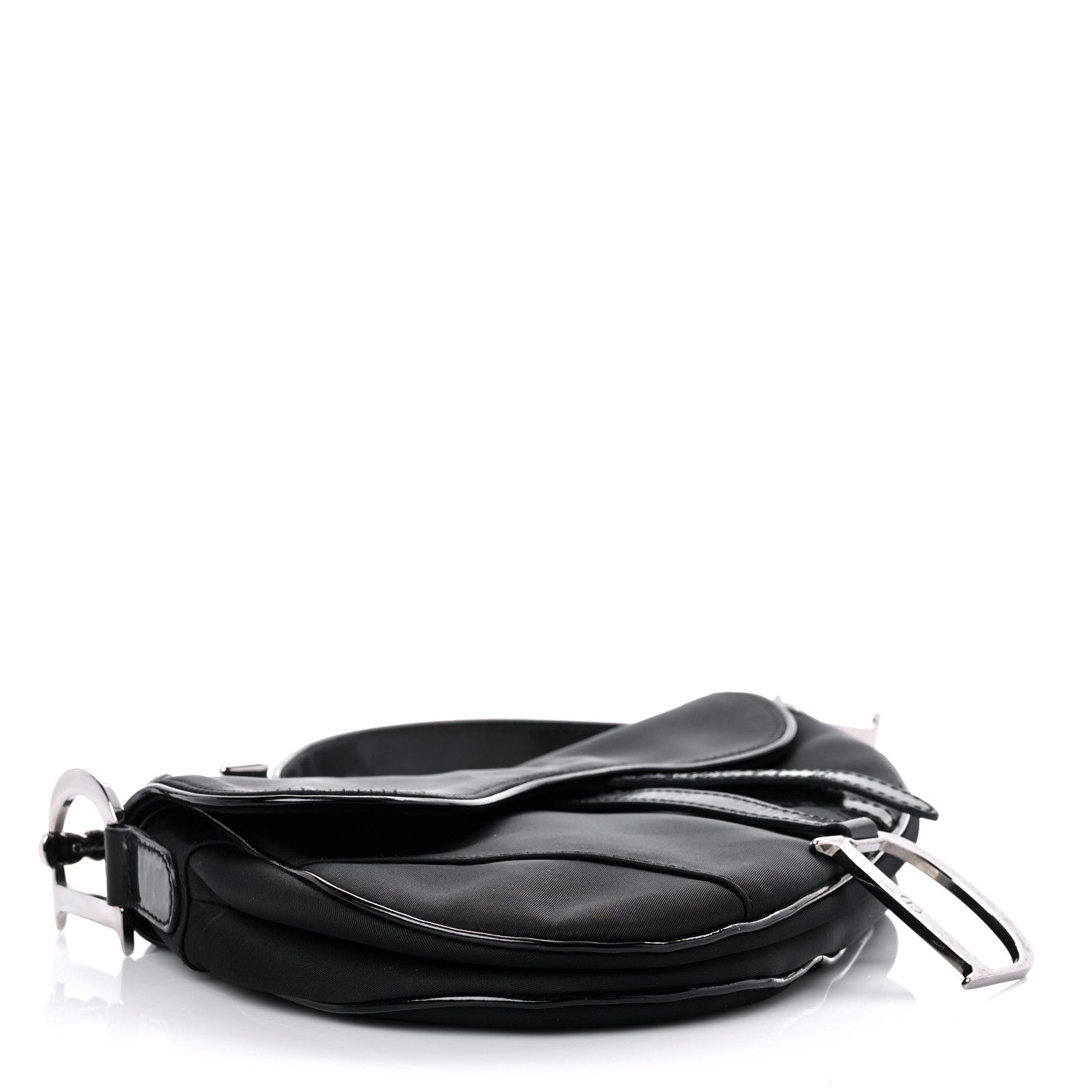 Christian Dior Canvas Patent Calfskin Saddle Bag Black 4 of 17