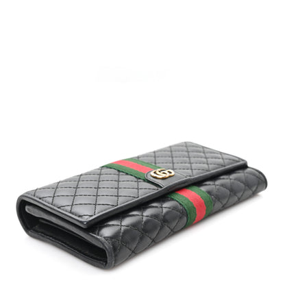 Gucci Calfskin Web Trapuntata GG Continental Wallet Black 4 of 7