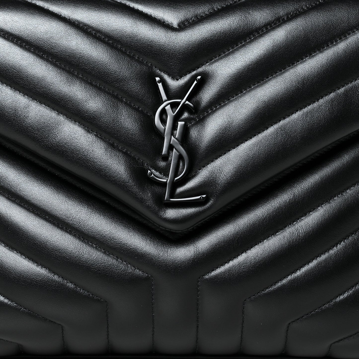Calfskin Y Quilted Monogram Medium Loulou Chain Satchel Black
