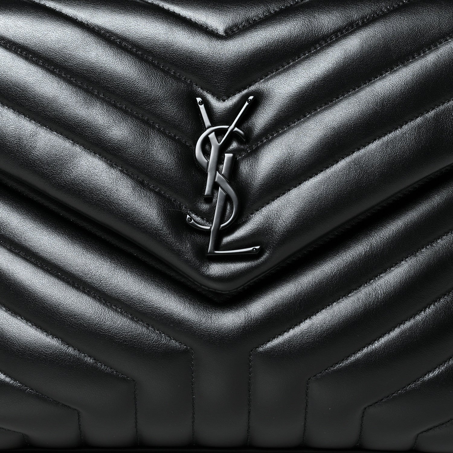 Saint Laurent Calfskin Y Quilted Monogram Medium Loulou Chain Satchel Black 9 of 11
