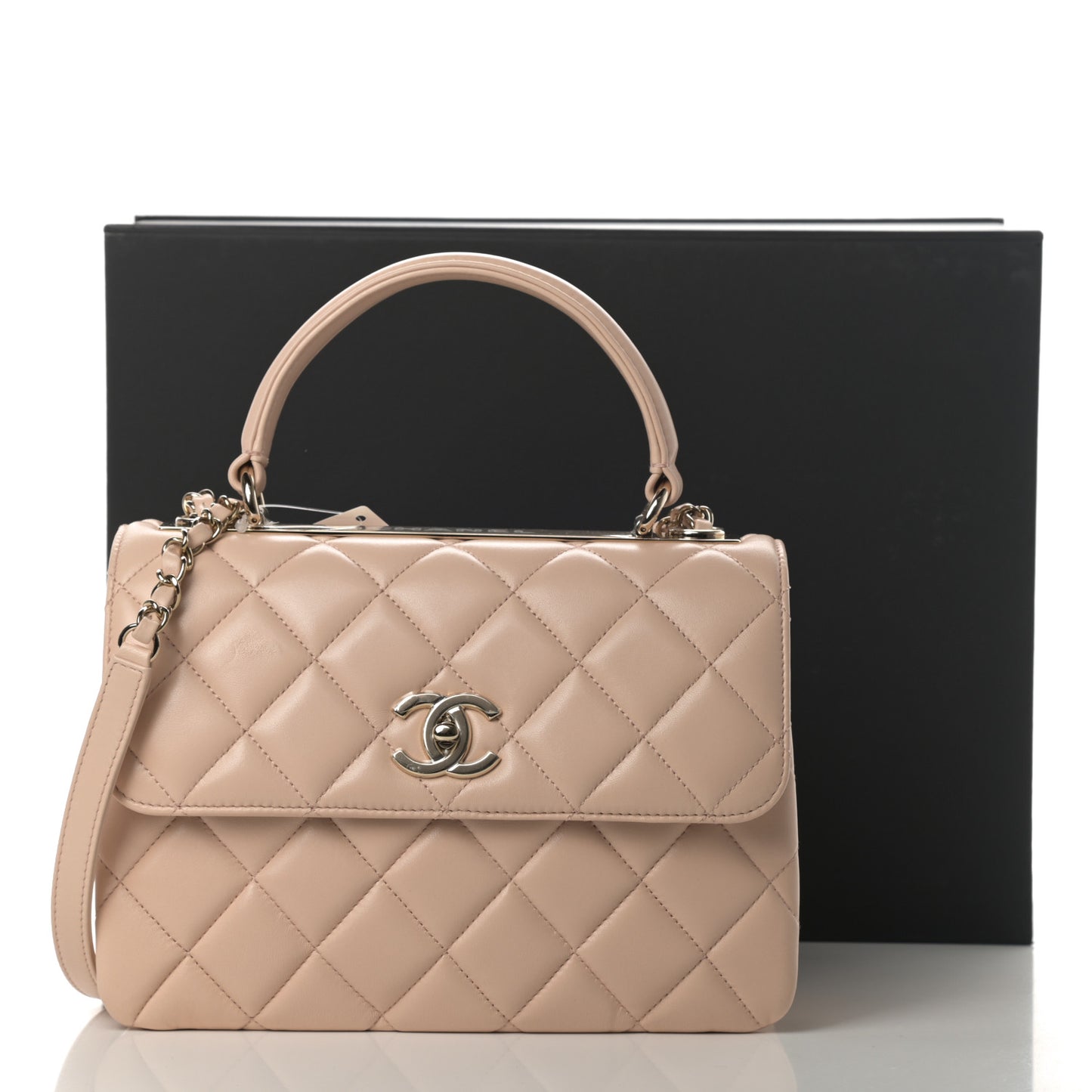 Lambskin Quilted Small Trendy CC Dual Handle Flap Bag Beige