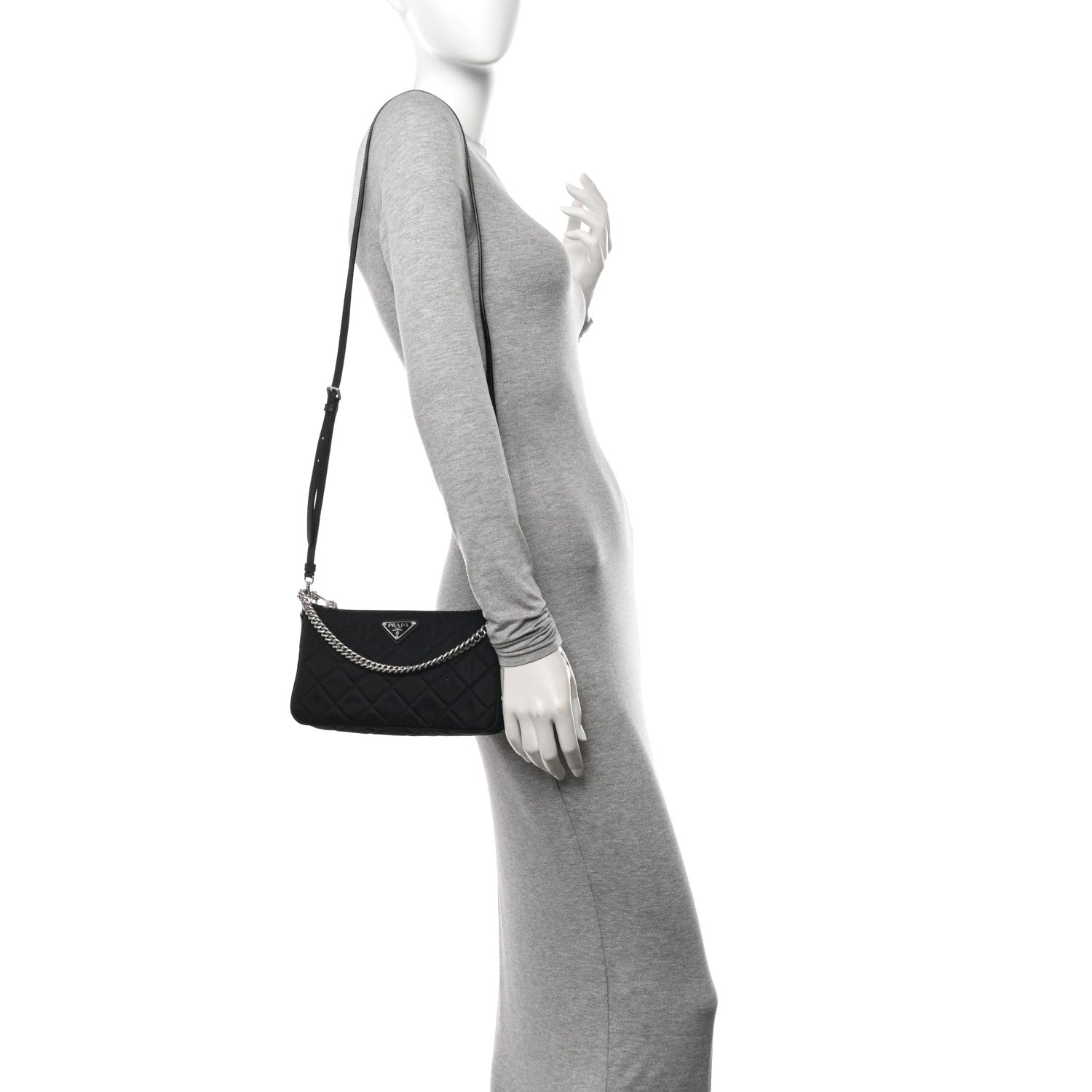 Prada Nylon Tessuto Impuntu Quilted Crossbody Bag Black 2 of 11